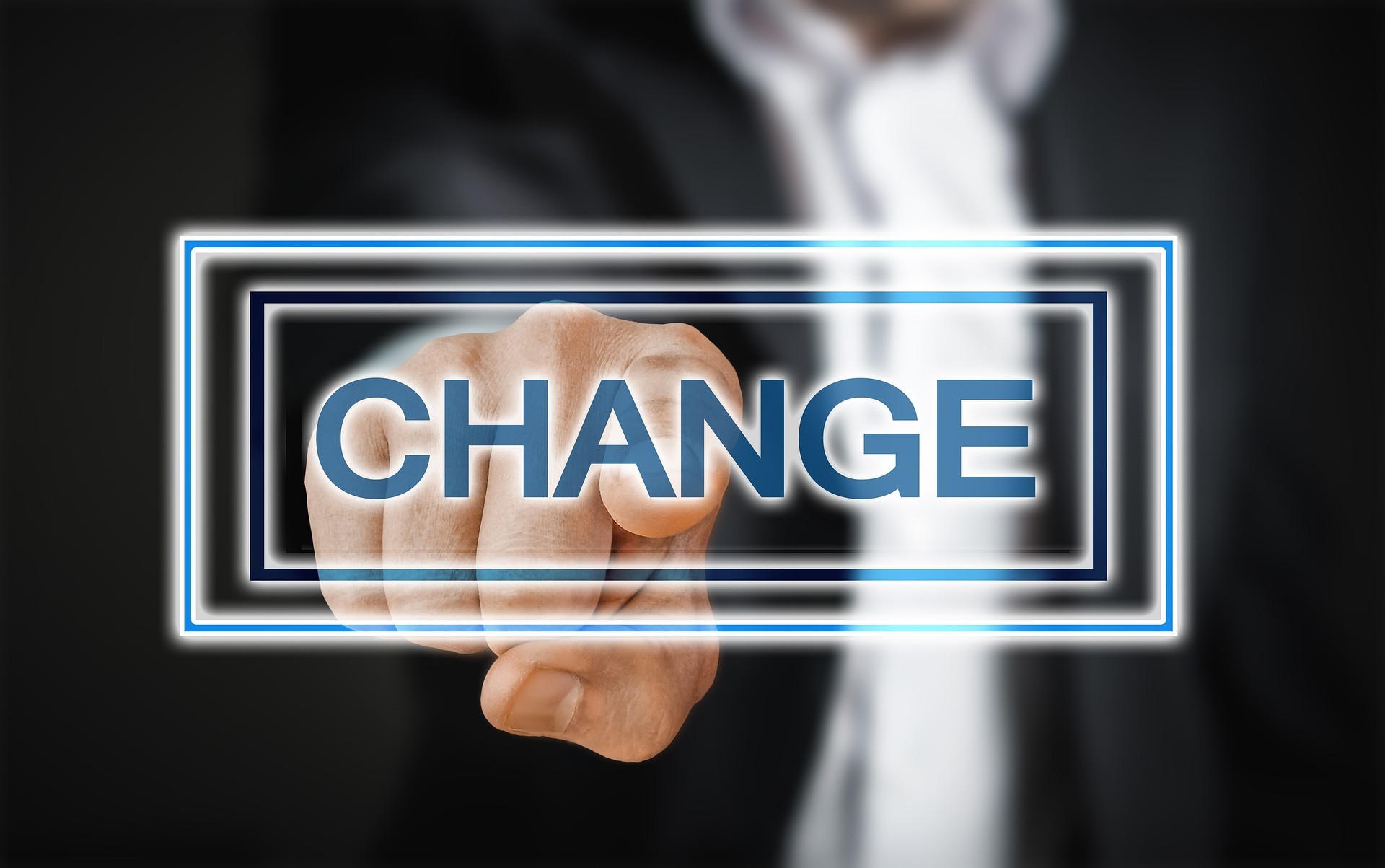 palec wskazujący napis change