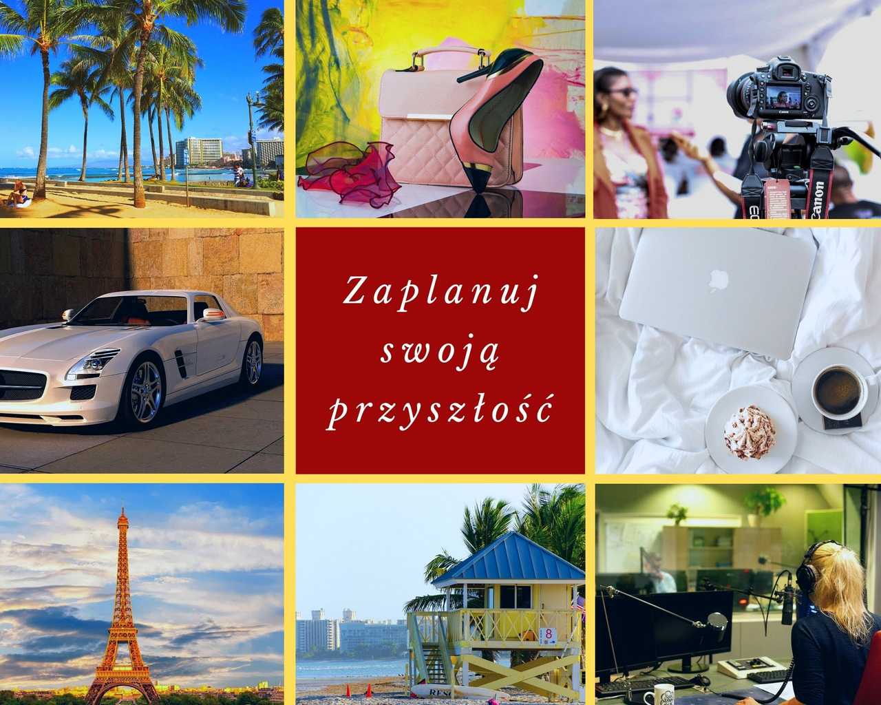 kolaż zdjęć marzenia-wycieczka-biznes